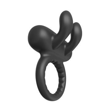 Ramrod Rabbit Vibrating Cockring Black - Premium Dual Stimulation Enhancement Ring