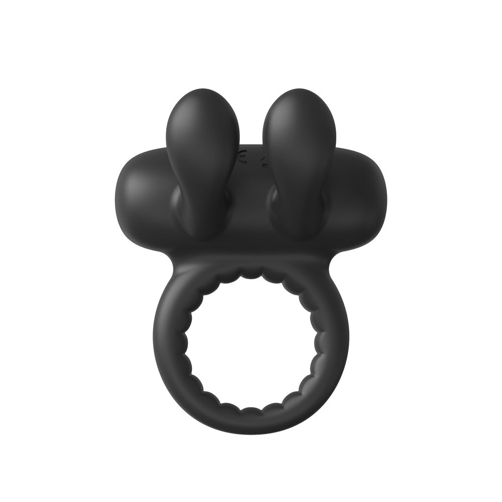 Ramrod Rabbit Vibrating Cockring Black - Premium Dual Stimulation Enhancement Ring