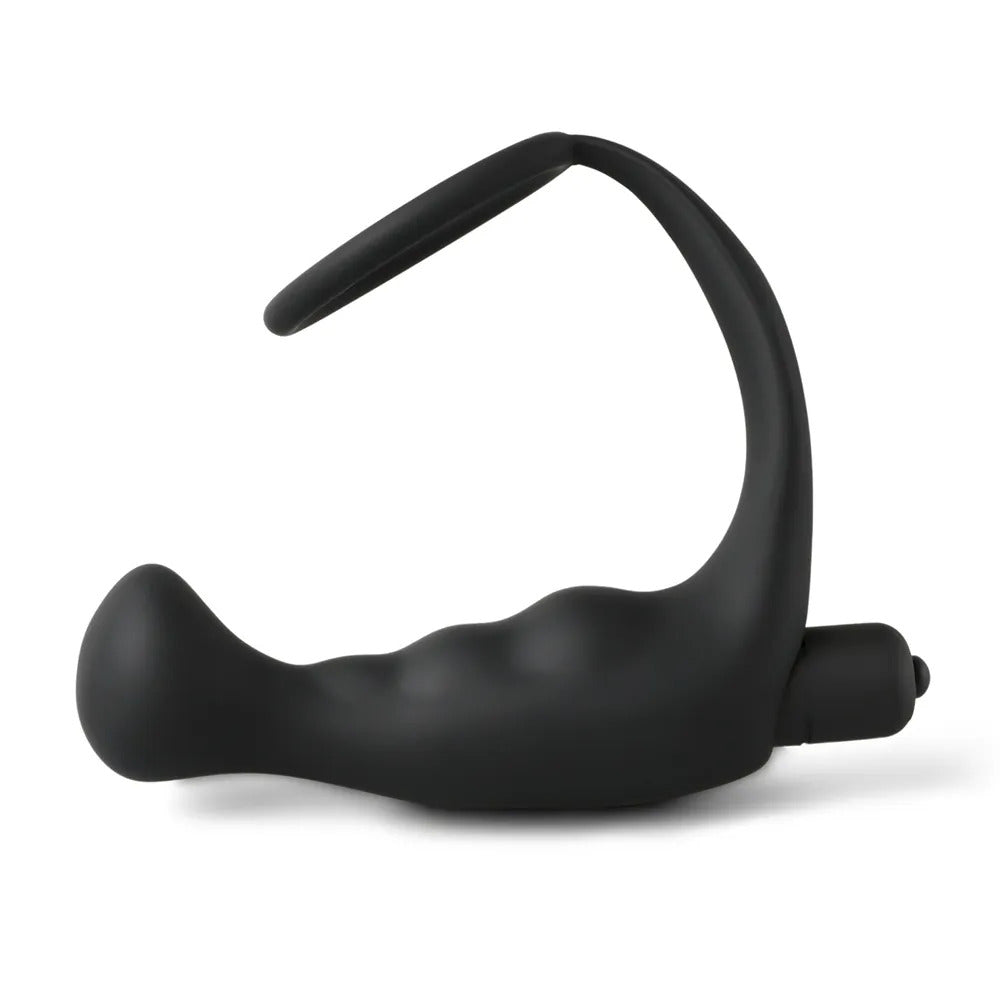 Black Silicone Anal Plug Vibrator with Cock Ring