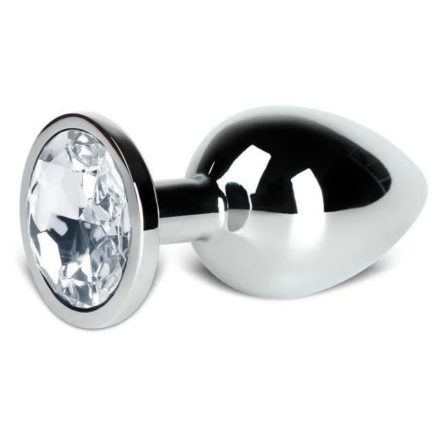 Large Metal Anal Plug With Clear Crystal