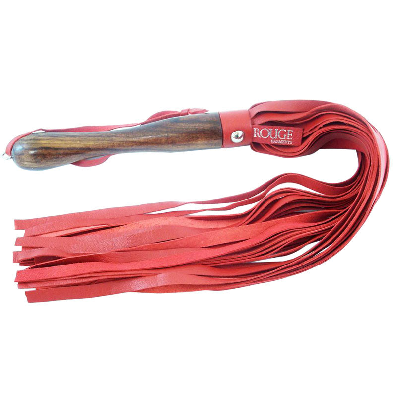 Rouge Garments Wooden Handled Red Leather Flogger