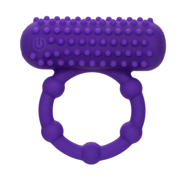 5 Bead Maximus Rechargeable Cock Ring Purple - Premium Textured USB Enhancement Ring